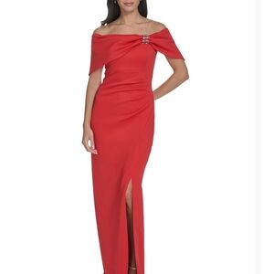 Jessica Howard Off The Shoulder Red Dress